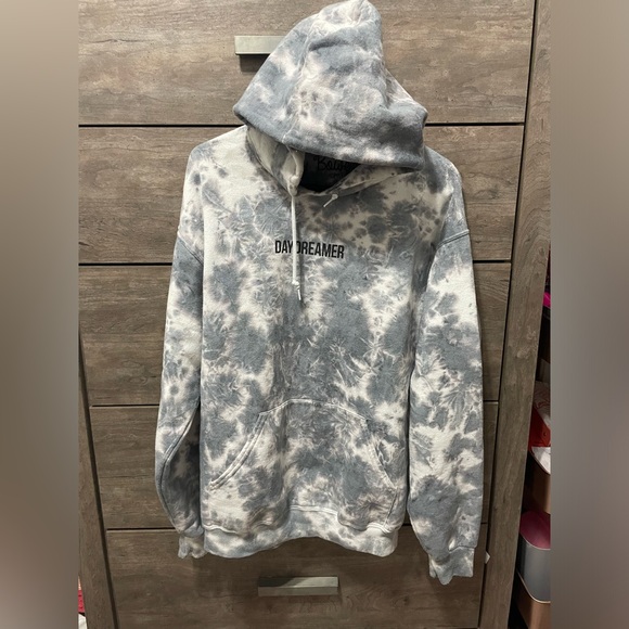 Gray and White Tie Dye Hoodie - Picture 2 of 5